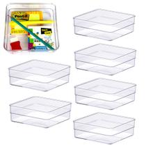 Kit 6 Organizadores modular acessórios maquiagem gaveta material escritório post-it caneta Paramount