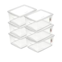 Kit 6 Organizadores Plásticos Multiuso 15L Cristal Ordene Kit 6 Organizadores Plásticos Multiuso 15L Cristal Ordene