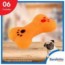 Kit 6 Ossinhos Mordedor Anti Stress Brinquedo Vinil Cachorro