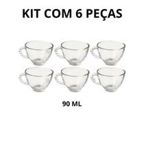 Kit 6 OU 12 Xícaras 100ml PEROLA Bubly Collection Xicara Louça Chá Café Vidro