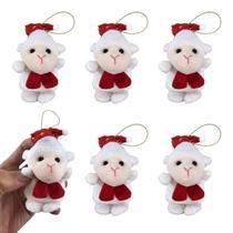 Kit 6 Ovelha Natalina Gorro Cachecol Pelúcia Enfeites