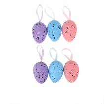 Kit 6 Ovinhos De Pascoa 7cm Isopor Enfeite Decorativo Pascoa