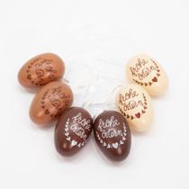 Kit 6 Ovos de Páscoa Pendente Marrom Enfeitado Decoração