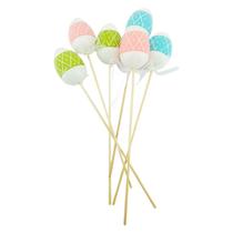 Kit 6 Ovos Decorativos de Páscoa Coloridos No Palito