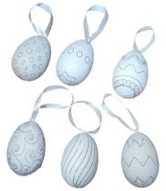 Kit 6 Ovos Decorativos Páscoa Pintar Isopor Enfeite Pendura