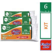 Kit 6 Pacote de Saco De Lixo 15L 39x58cm EmbaLixo 60un Cada Kit 6 Pacote de Saco De Lixo 15L 39x58cm EmbaLixo 60un Cada