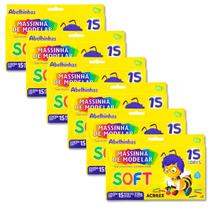 Kit 6 pacotes de massinha de modelar Soft Acrilex 220g com 15 cores