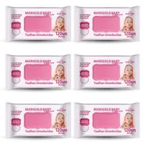 Kit 6 Pacotes Lenços Umedecidos Marigold Baby Rosa 720un