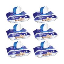 Kit 6 Pacotes Toalha Umedecida Baby Byn 600folhas (100uni Cada Pacote) Premium Extrato de Camomila/Erva doce