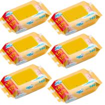 Kit 6 Pacotes Toalhas Umedecidas Upa Bebê 840 Unidades Flip Top Aloe Vera Sem Álcool