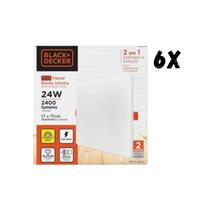 Kit 6 Painéis LED 2x1 24W 3000K Quadrado Black Decker