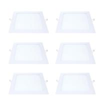 Kit 6 Painel Led Embutir Quadrado Luz Neutra 4000K 24W 29Cm