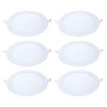 Kit 6 Painel Led Embutir Redondo Luz Neutra 4000K 12W 17Cm