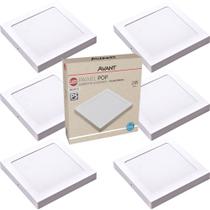 Kit 6 Painel Led Sobrepor Quadrado 24w 6500K Bivolt Casa Comércio Avant