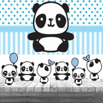 Kit 6 Painel Panda Menino Totem Display Festa Aniversário