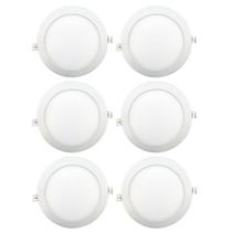 Kit 6 Painel Plafon Led 12w Embutir Redondo Branco Frio Decoração Iluminação - Super Led