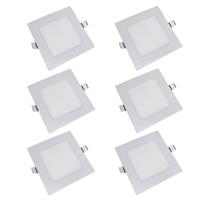 KIT 6 Painel Plafon LED 6w Quadrado Embutir Branco Quente Luminária KIT 6 Painel Plafon LED 6w Quadrado Embutir Branco Quente Luminária