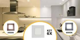 Kit 6 Painel Plafon Led Embutir 3w Quadrado 9x9