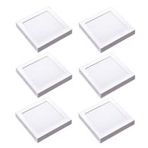 Kit 6 Painel Plafon Led Sobrepor Quad Amarela 3000K 18W 22Cm