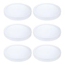 Kit 6 Painel Plafon LED Sobrepor Red Amarela 3000K 12W 17cm