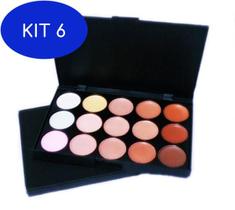 Kit 6 Paleta De Base Corretivo 15 Cores Maquiagem