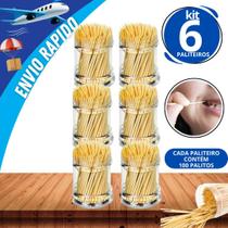 Kit 6 Paliteiros em Acrílico com 100 Palitos Cada Petiscos Restaurantes Bares Buffet Porta Palito