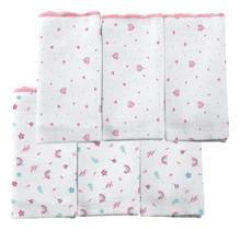 Kit 6 Panos de Boca 100% Algodão Estampas Divertidas Menino Menina Toque macio Dupla Camada