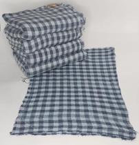 Kit 6 Panos de chão saco xadrez azul escuro Têxtil Souza 43 cm x 68 cm