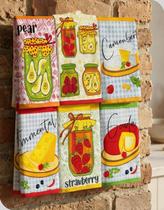 Kit 6 Panos de Copa Felpudo 46x65 cm Geleias e Queijo Kit 6 Panos de Copa Felpudo 46x65 cm Geleias e Queijo