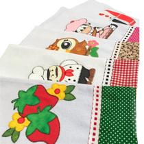 Kit 6 Panos De Prato Bordado Patchwork Com Bainha E Barrado Kit 6 Panos De Prato Bordado Patchwork Com Bainha E Barrado
