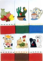 Kit 6 Panos De Prato Bordado Patchwork Com Bainha E Barrado Kit 6 Panos De Prato Bordado Patchwork Com Bainha E Barrado