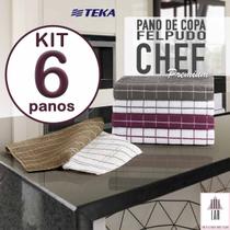 Kit 6 Panos de Prato Copa Chef Teka Premium Atoalhado 100% Algodão 45x70cm Kit 6 Panos de Prato Copa Chef Teka Premium Atoalhado 100% Algodão 45x70cm