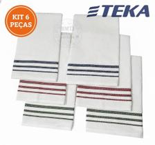 Kit 6 Panos de Prato Teka Premium Nobre 45x70cm Alta 100% Algodão Alta Absorção