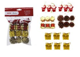 Kit 6 Papai Noel + 6 Caixinha de Presente + 6 Pinha + 6 Tambor Enfeites para Pendurar