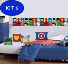 Kit 6 Papel Parede The Avengers Faixa Border Adesivo Marvel