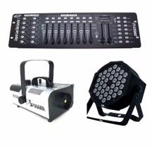 Kit 6 Par Led 36W De 1W Dmx 512 Maquina De Fumaça 1200W