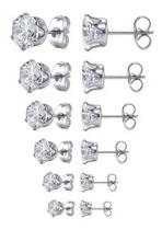 Kit 6 Pares Brinco Aço Inox Pedra Zircônia Atacado Revenda Kit 6 Pares Brinco Aço Inox Pedra Zircônia Atacado Revenda