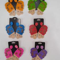 Kit 6 Pares Brincos Afro De Madeira Mdf - Cores e Charmes Kit 6 Pares Brincos Afro De Madeira Mdf - Cores e Charmes