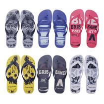 Kit 6 Pares Chinelo de Dedo Sandália Masculino Estampado P38 Kit 6 Pares Chinelo de Dedo Sandália Masculino Estampado P38