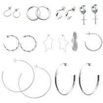 Kit 6 pares de argolas de aco cirurgico atacado nao escurece
