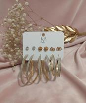 Kit 6 Pares de Brincos Argola e Pinos Bijuteria Kit 6 Pares de Brincos Argola e Pinos Bijuteria