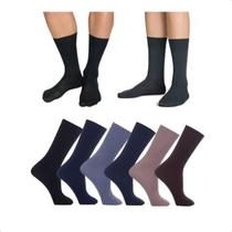 Kit 6 Pares De Meia Masculina Social Clássic Padrão Cano Longo Algodão Linha Premium
