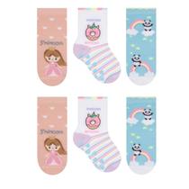 Kit 6 pares de meias Bebê Antiderrapante Menina Selene Estampas 1330