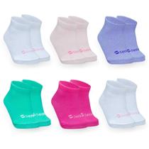 Kit 6 pares de meias de bebê de 0 a 12 meses para meninos e meninas algodão confortável e resistente