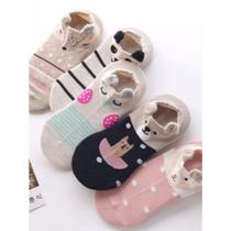 Kit 6 Pares de Meias Feminina com Orelhinhas Cores Sortidas klv596