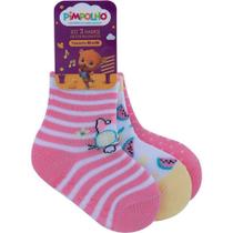 Kit 6 Pares de Meias Menina Pimpolho Antiderrapante 16 a 20