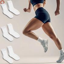 Kit 6 Pares Meia Branca Cano Alto Lisa Fitness Feminina Esportiva Academia 34 ao 40 Kit 6 Pares Meia Branca Cano Alto Lisa Fitness Feminina Esportiva Academia 34 ao 40