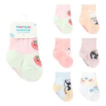 Kit 6 Pares Meia Colorida Pimpolho Tamanho 00-15 (0-6m) Menina Kit 6 Pares Meia Colorida Pimpolho Tamanho 00-15 (0-6m) Menina