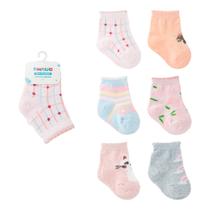 Kit 6 Pares Meia Colorida Pimpolho Tamanho 00-15 (0-6m) Menina Kit 6 Pares Meia Colorida Pimpolho Tamanho 00-15 (0-6m) Menina