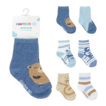 Kit 6 Pares Meia Felpuda Pimpolho Tamanho 16-20 (6-12m) Menino